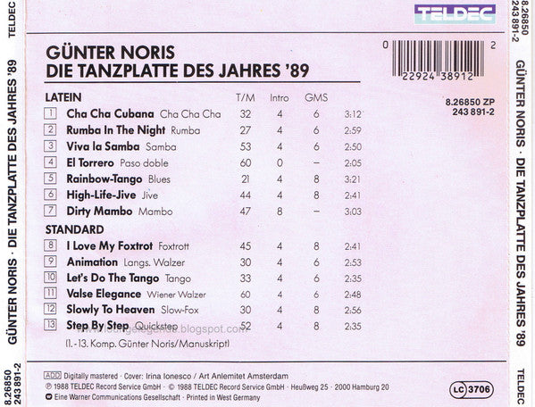 Günter Noris & Gala Big Band : Die Tanzplatte Des Jahres '89 (CD)