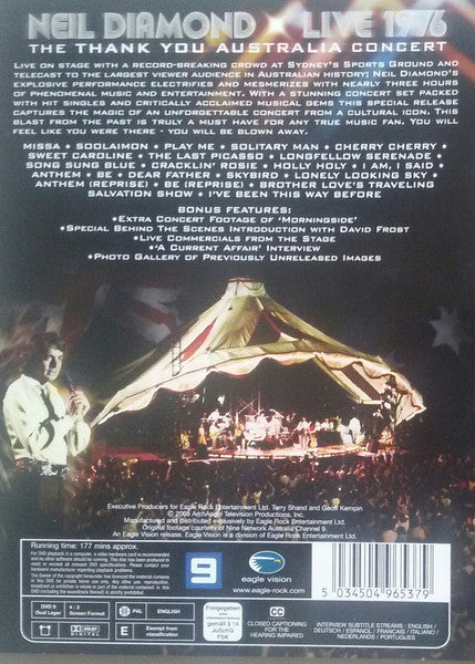 Neil Diamond : The Thank You Australia Concert - Live 1976 - Sydney, Australia - The Historic Concert Event (DVD-V, PAL, Dol)