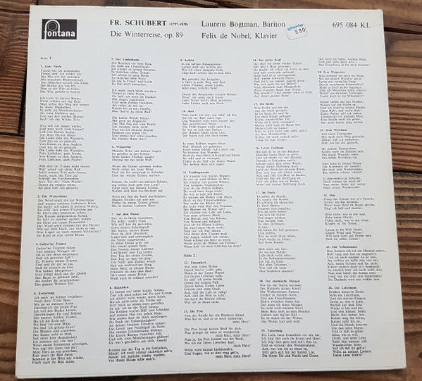 Franz Schubert, Laurens Bogtman, Felix De Nobel : Die Winterreise, Opus 89 Complete (LP, Album)