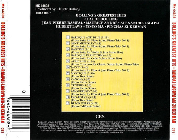 Claude Bolling : Bolling's Greatest Hits (CD, Comp)