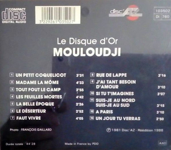 Mouloudji : Le Disque D'Or (CD, Comp)