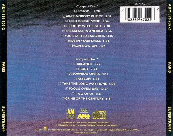 Supertramp : Paris (2xCD, Album, RE, PDO)