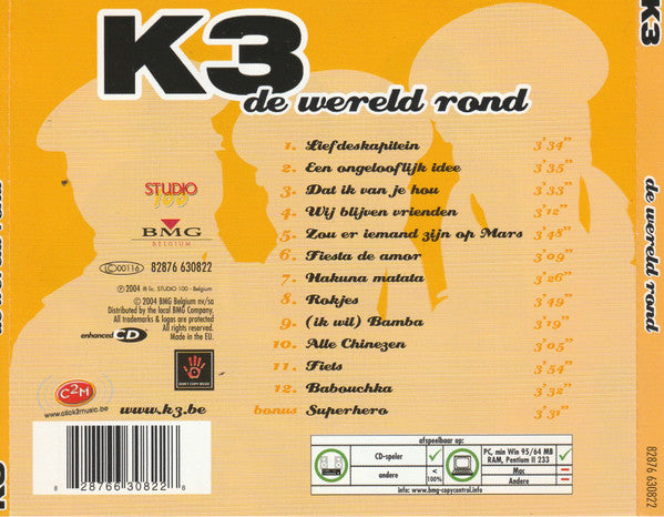 K3 : De Wereld Rond (CD, Album, Enh)