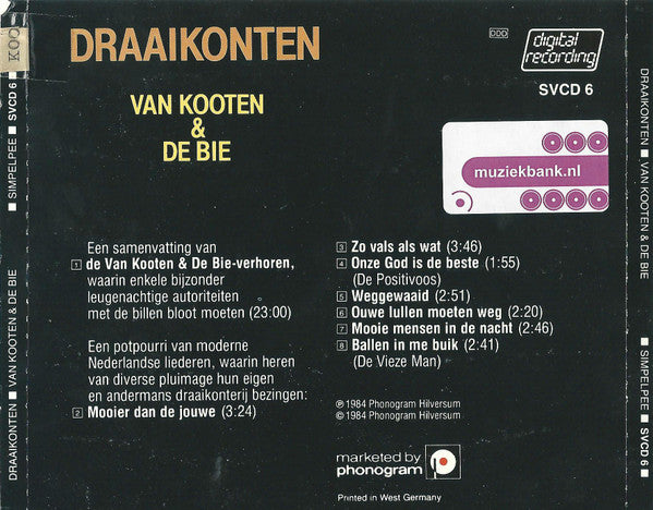 Van Kooten & De Bie : Draaikonten (CD, Album)