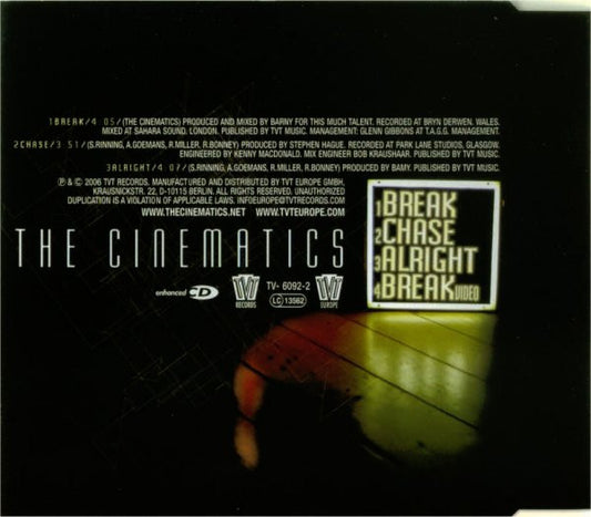 The Cinematics : Break (CD, Maxi, Enh)
