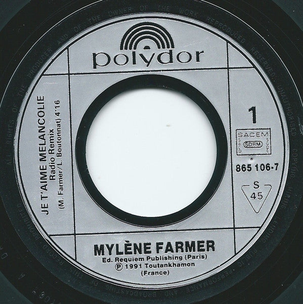 Mylène Farmer : Je T'aime Mélancolie (7", Single, Sil)