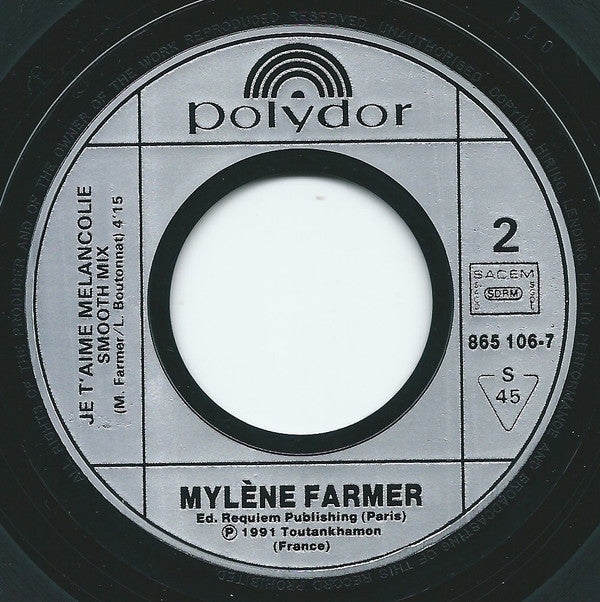 Mylène Farmer : Je T'aime Mélancolie (7", Single, Sil)