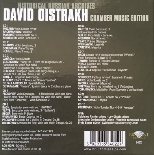 David Oistrach : Chamber Music Edition (10xCD, Comp + Box)