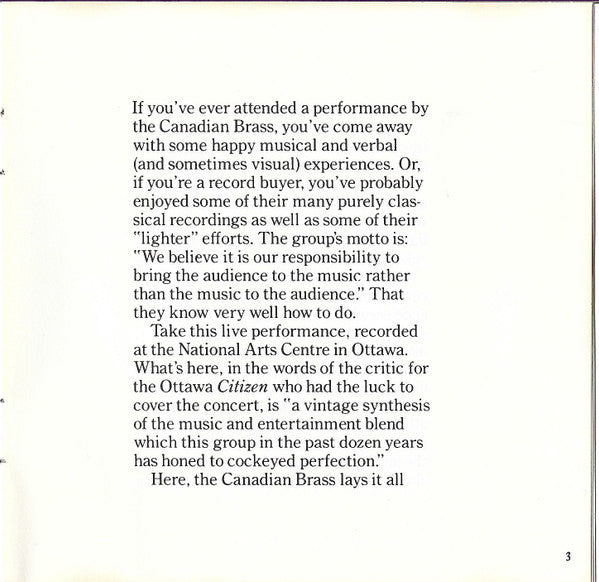 The Canadian Brass : Live! (CD, Album)