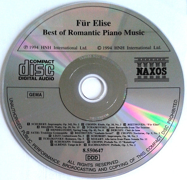 Various : Für Elise - Best Of Romantic Piano Music (CD, Comp, RE)