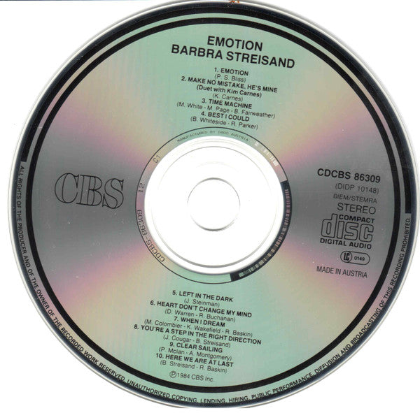 Barbra Streisand : Emotion (CD, Album, RE)