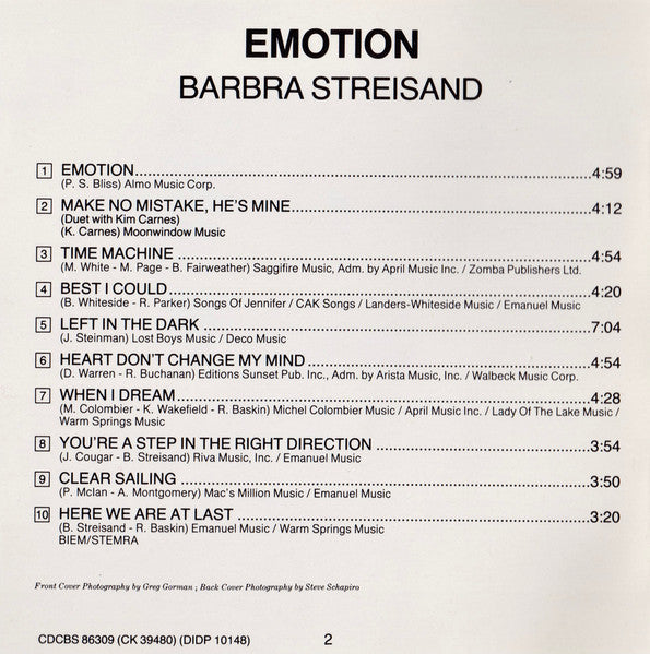 Barbra Streisand : Emotion (CD, Album, RE)