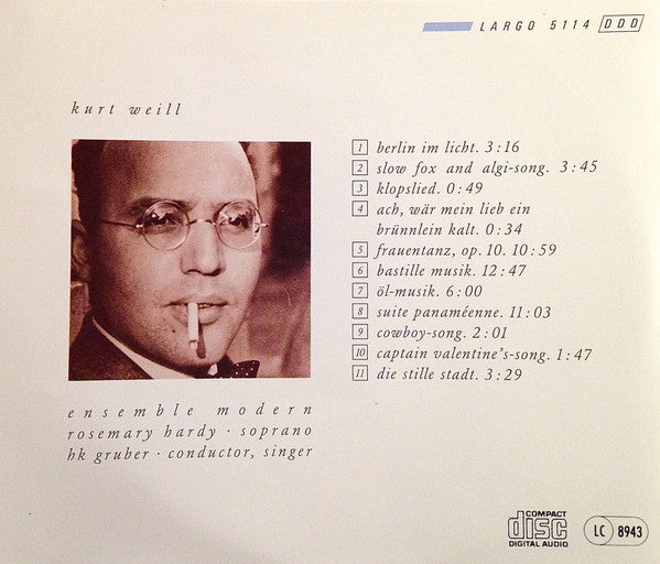 Kurt Weill – Ensemble Modern, Rosemary Hardy, HK Gruber : Berlin Im Licht (CD)