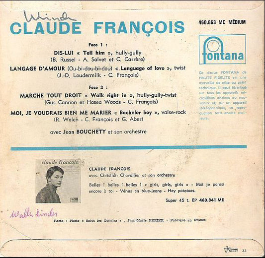 Claude François : Dis-Lui (7", EP, Mat)
