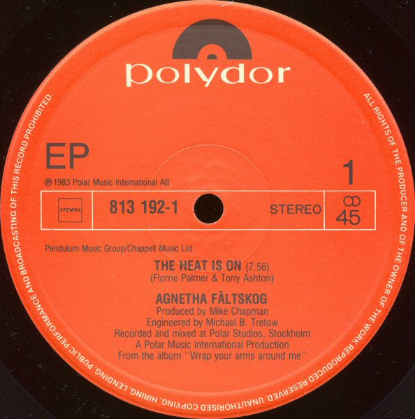 Agnetha Fältskog : The Heat Is On (12", EP, Maxi)