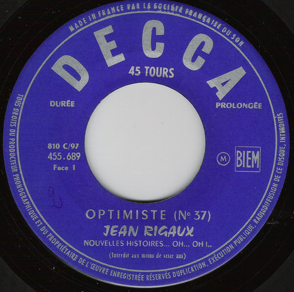 Jean Rigaux : N° 2 - Nouvelles Histoires ...Oh ...Oh ! Absolument Interdit Aux Moins De Seize Ans (7", EP)