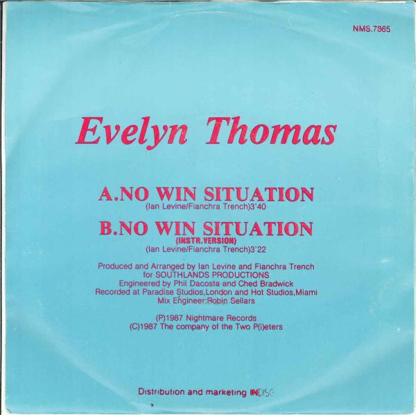 Evelyn Thomas : No Win Situation (7", Single)