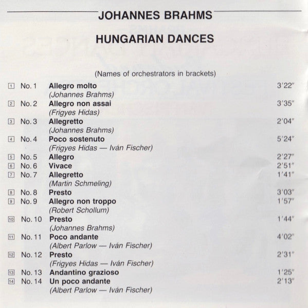 Johannes Brahms - Budapest Festival Orchestra / Ivan Fischer : Hungarian Dances (CD)