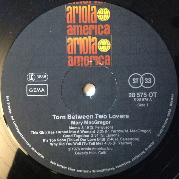 Mary MacGregor : Torn Between Two Lovers (LP, Album)
