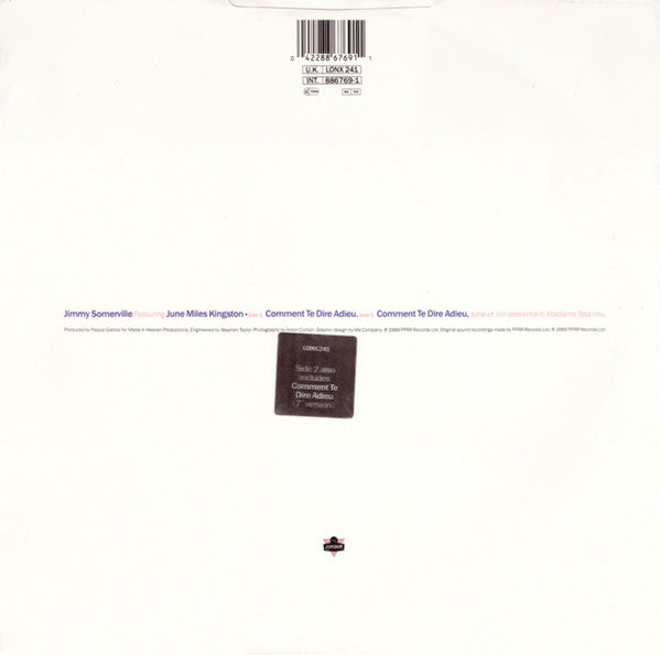 Jimmy Somerville Featuring June Miles-Kingston : Comment Te Dire Adieu (12", Single)