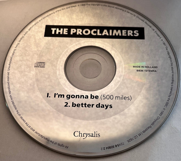 The Proclaimers : I'm Gonna Be (500 Miles) (CD, Single, Car)
