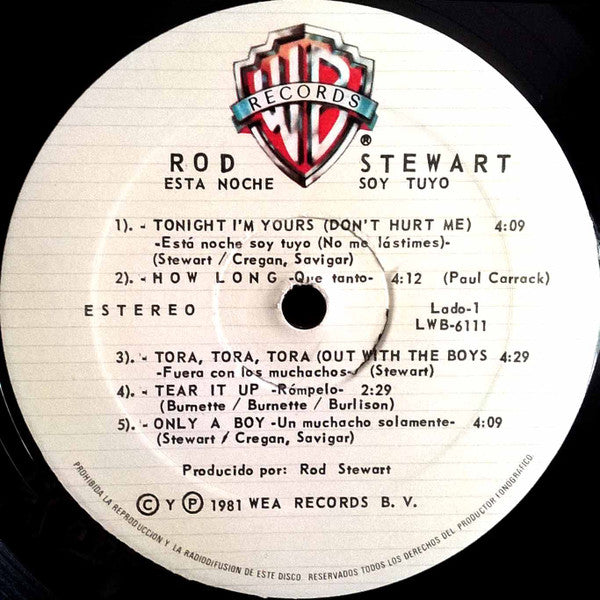 Rod Stewart : Tonight I'm Yours (LP, Album)