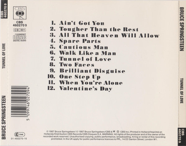 Bruce Springsteen : Tunnel Of Love (CD, Album)
