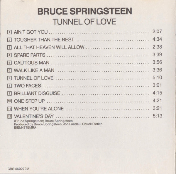 Bruce Springsteen : Tunnel Of Love (CD, Album)