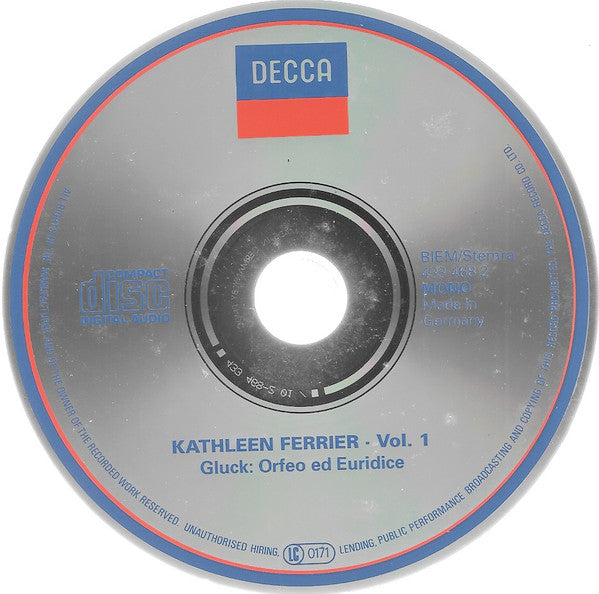 Kathleen Ferrier : Gluck: Orfeo Ed Euridice (CD, Album, Mono, RE)