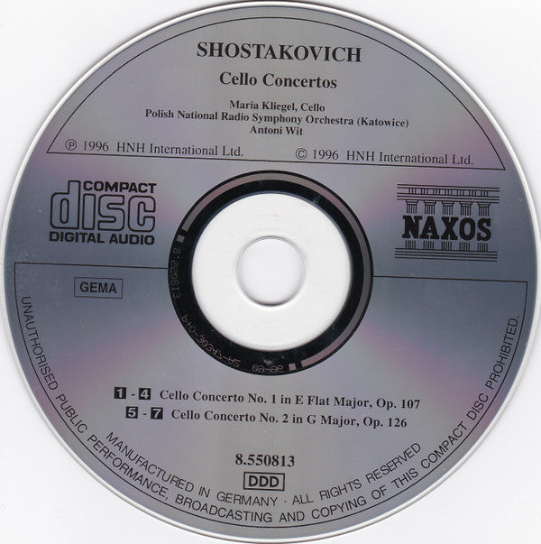 Dmitri Shostakovich - Maria Kliegel, Polish National Radio Symphony Orchestra, Antoni Wit : Cello Concertos Nos. 1 And 2 (CD, P+O)