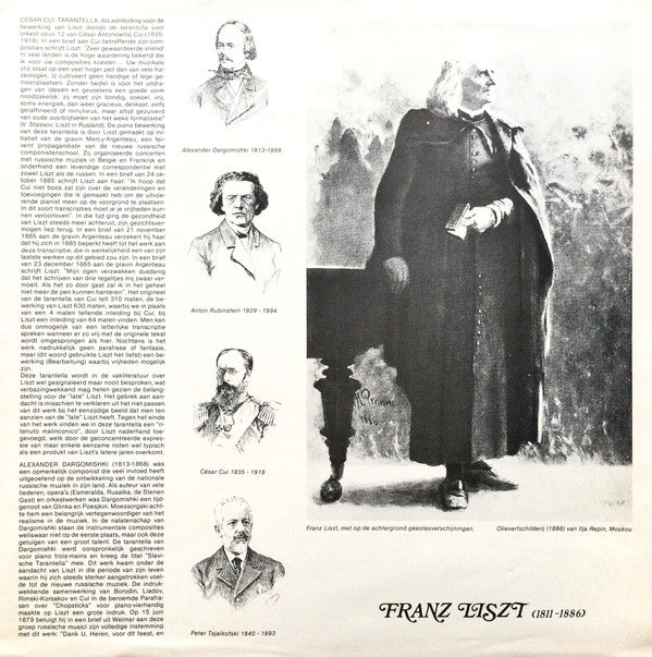 Franz Liszt, Toos Onderdenwijngaard : De Late Russische Bewerkingen - Eerste Complete Opname = Die Russische Bearbeitungen - Vollständige Erstaufnahmen = The Late Russian Transcriptions - First Complete Recording (1879-1886) (LP, Album)