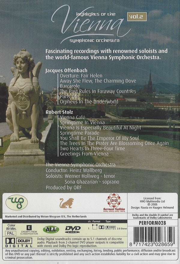 Jacques Offenbach, Robert Stolz / Wiener Symphoniker, Heinz Wallberg, Werner Hollweg, Sona Ghazarian : Highlights Of The Vienna Symphonic Orchestra Vol. 2 (DVD-V, PAL)