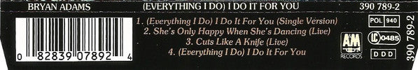 Bryan Adams : (Everything I Do) I Do It For You (CD, Maxi)