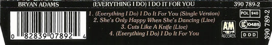 Bryan Adams : (Everything I Do) I Do It For You (CD, Maxi)