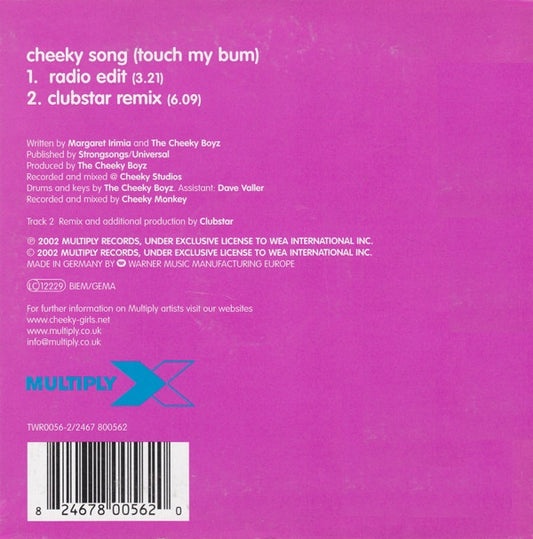 The Cheeky Girls : Cheeky Song (Touch My Bum) (CD, Single)