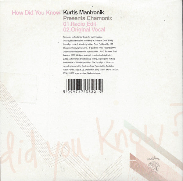 Kurtis Mantronik Presents Chamonix : How Did You Know (CD, Single)