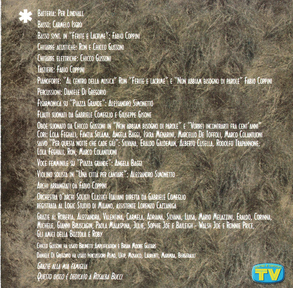 Ron (16) : Vorrei Incontrarti Fra Cent'Anni (CD, Album, RE)
