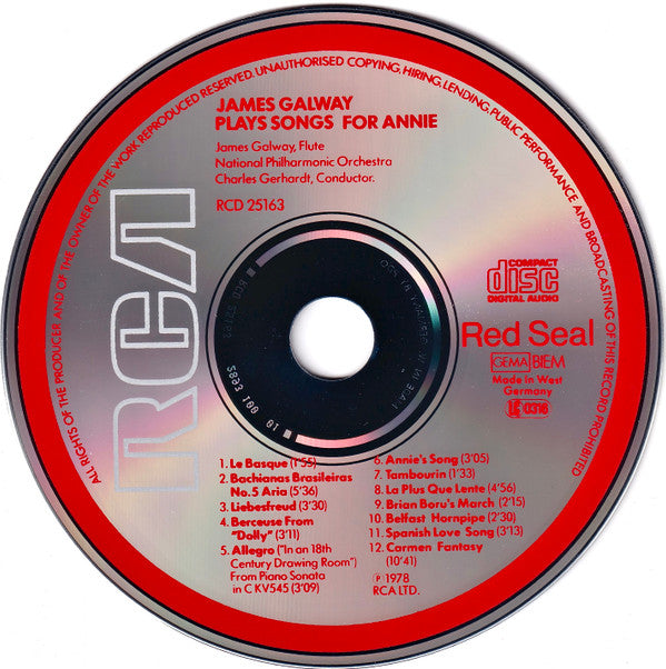 James Galway : James Galway Plays Songs For Annie (CD, Album, RE)