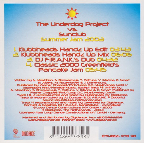 The Underdog Project vs. The Sunclub : Summer Jam 2003 (The Remixes) (CD, Single)