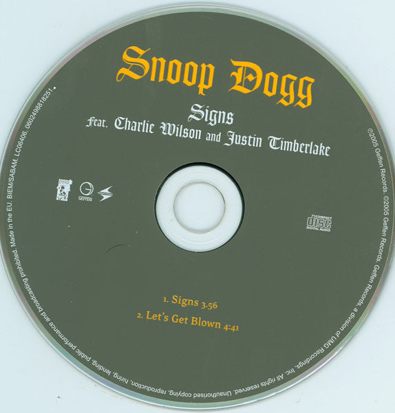 Snoop Dogg Feat Charlie Wilson And Justin Timberlake : Signs (CD, Single, Car)