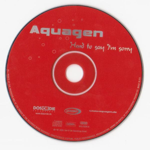 Aquagen : Hard To Say I'm Sorry (CD, Single, Car)