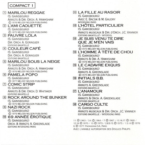 Serge Gainsbourg : Serge Gainsbourg (Versions Originales) (2xCD, Comp)