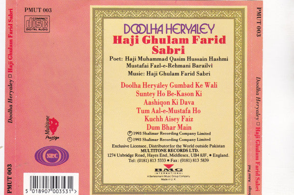The Sabri Brothers, Ghulam Farid Sabri : Doolha Heryaley (CD, Album)