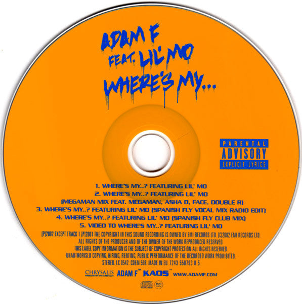 Adam F Feat. Lil' Mo : Where's My..? (CD, Single, Enh)