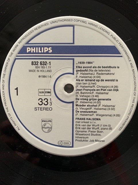 Frans Halsema : 1939-1984 (LP, Comp)