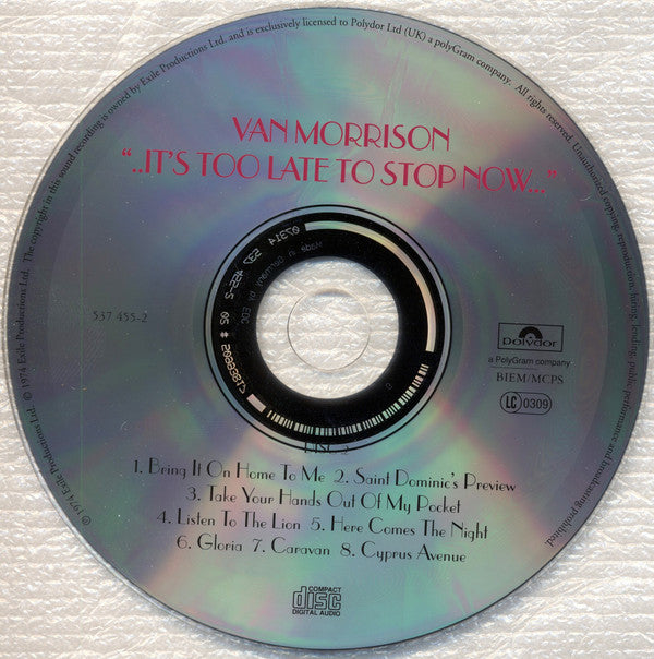 Van Morrison : It's Too Late To Stop Now (2xCD, Album, RE, RM)