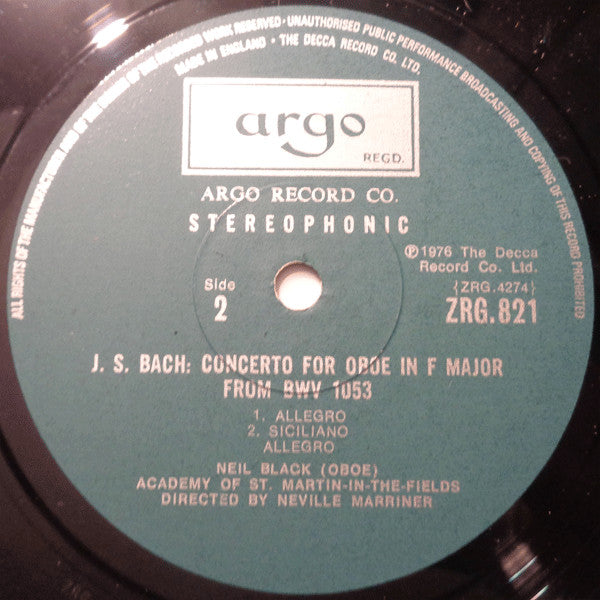 Johann Sebastian Bach - The Academy Of St. Martin-in-the-Fields, Sir Neville Marriner : Concertos (LP)