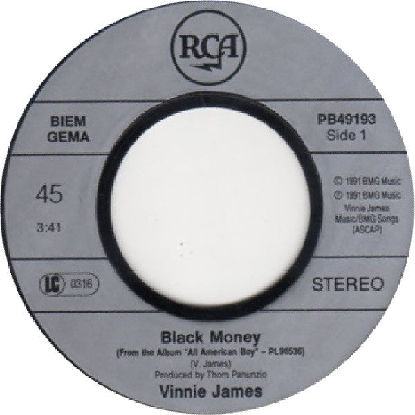 Vinnie James : Black Money (7", Single)