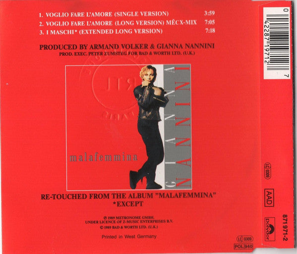 Gianna Nannini : Voglio Fare L'amore (CD, Maxi)