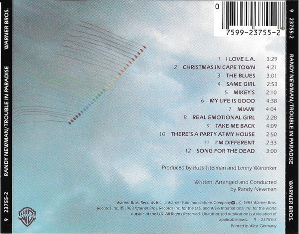 Randy Newman : Trouble In Paradise (CD, Album, Tar)